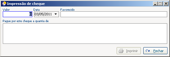 204 Imprimir Cheque Gir as s ol Ev olution Nesta tela é possível, incluir os dados do cheque e realizar a impressão. Procedimentos 1. Informe o Valor a ser compensado. 2.