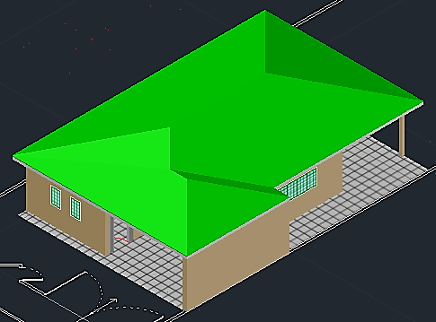 Com o telhado já no seu devido formato e posicionado, criamos um material para o mesmo.