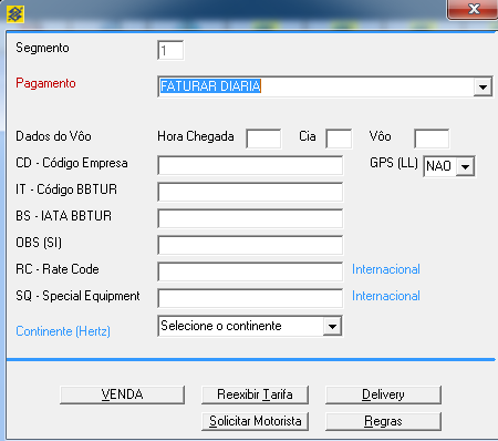 Selecione a forma de Pagamento digite o (CD) código da empresa e (BS) código IATA e