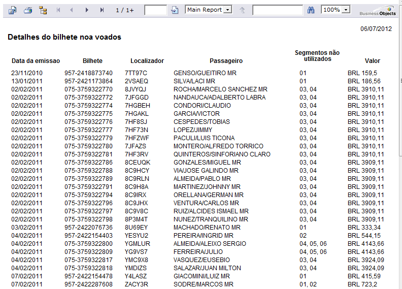 Amadeus. Consulta bilhetes não voados 1. Digite a data inicial; 2. Digite a data final; 3. Selecione o OFFICE ID.