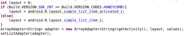 execução, é verificado qual a versão da API e então define-se um ou outro layout para os itens da lista, como mostrado na Figura 17.