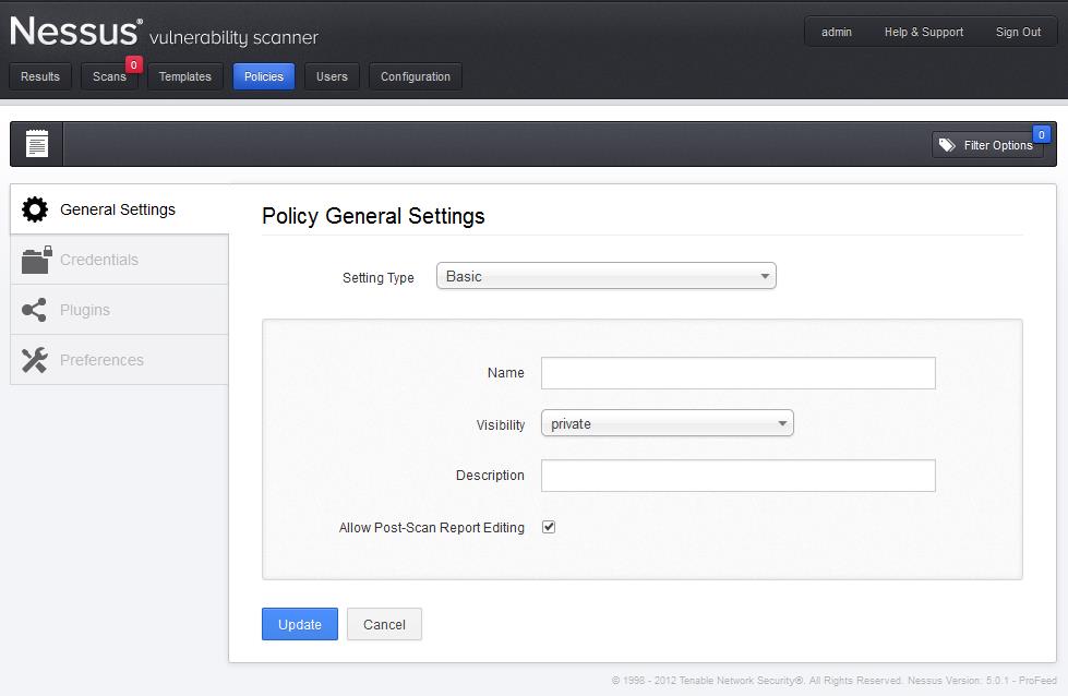 Testes de aplicativos da Web Preparar para auditorias de PCI DSS Esta política de varredura é usada para verificar os sistemas e fazer com que o Nessus detecte vulnerabilidades conhecidas e