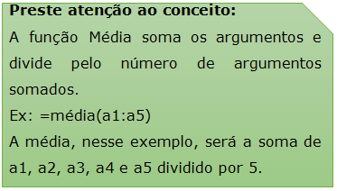 12 30 Soma =SOMA(arg1;arg2;.