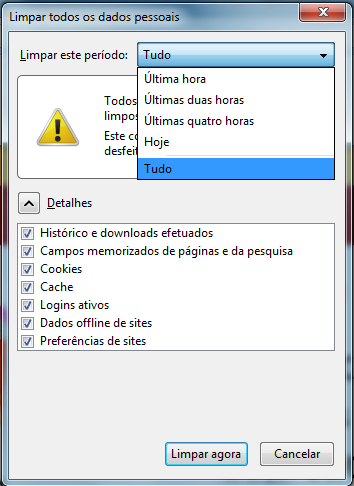 Histórico: Abre seu histórico. Como eu limpo meu histórico? 1.No topo da janela do Firefox, vá para o menu Histórico e selecione Limpar dados de navegação... 2.