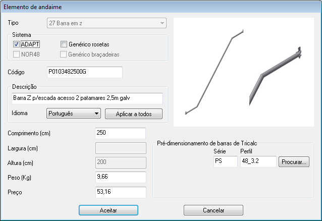 Capítulo 2 27-Barra em Z (ADAPT / Roseta) Tipo Barra em Z (forma em Z) Identificador 27 Estrutural SIM Sistema Roseta (tipo ADAPT ou genérico