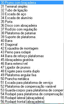 Capítulo 2 Tipos de Elementos utilizados O programa conta com uma base de dados de tipos de elementos a utilizar nos andaimes.