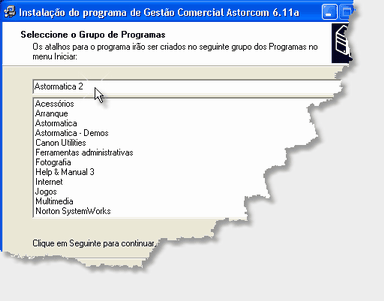 Apêndices 37 5. No programa de instalação em Seleccione o Grupo de Programas escolha um grupo diferente para a instalação do segundo programa. 6.