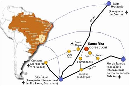 56 As empresas que compõem o APL de Santa Rita do Sapucaí são, em sua maioria, microempresas. Estão ordenados na Figura 4.3 os principais ramos de atividades das empresas da região. Figura 4.2 Localização estratégica de Santa Rita do Sapucaí Figura 4.