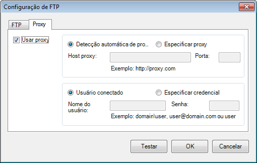 12. Clique na guia Proxy. 13. Se estiver usando um proxy, marque Detecção automática de proxy ou Especificar proxy.