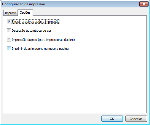 5. Aparecerá a tela Configuração de Impressão. 6. Selecione a impressora para imprimir as imagens escaneadas.