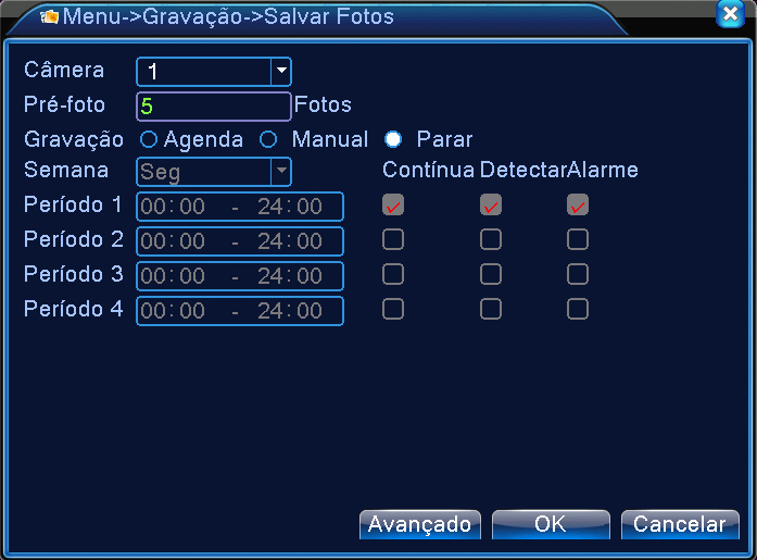 Figura 4.2 Câmera Selecionar o canal relacionado para configurar. Clicar em "Todos" para configurar todos os canais.