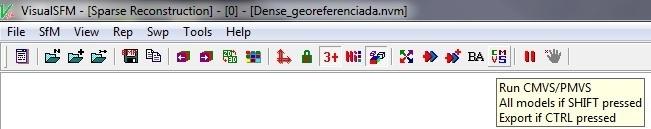 Antes de passar à criação do modelo final, apenas deve existir a nuvem esparsa correta, pelo que se existirem nuvens incorretas, estas devem ser previamente eliminadas.