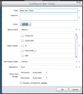 Explorer Online > Mapping > Dashboard > Add Gadget > Configure Bar Chart Explorer Online > Mapping > Dashboard