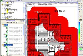 Combinação de predição e dados recolhidos. Interface intuitivo e simples de utilizar. Figura 3 Imagem da aplicação Ekahau (16) 2.