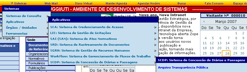 Gerar Arquivos para Transparência Pública Forma de acesso Figura 53: Acessando Módulo da Transparência Pública Ao escolher a opção do menu, a tela seguinte será exibida: Figura 54: Gerando Arquivos