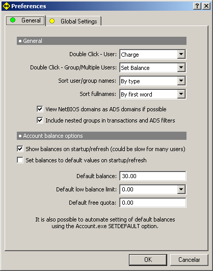 General: o Double Click User: Define qual ação será tomada através do duplo clique do mouse sobre usuários.