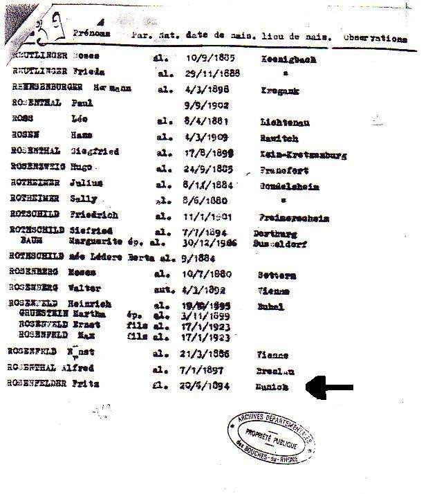 A lista de deportação onde aparece o nome de Kaethe, segundo Mónica Waitzfelder, estava escrita quer em francês, quer em alemão e nela as pessoas são tratadas como mercadorias divididas por secções,