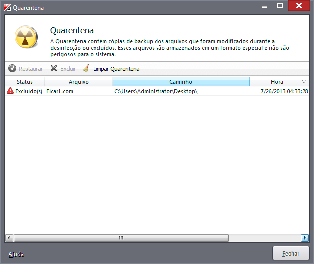 M A N U A L D O U S U Á R I O Para restaurar um arquivo excluído ou desinfetado, você pode usar sua cópia de backup criada pelo aplicativo durante uma verificação do arquivo.