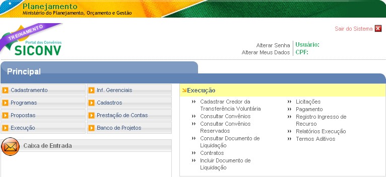 Figura 29 No campo Número do Convênio informar o número do convênio da licitação em que o Documento de Liquidação será incluído e clicar no botão Consultar. O sistema apresenta o número do convênio.