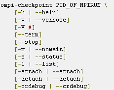 Anexo B OMPI-CHECKPOINT O comando ompi-checkpoint é utilizado para a realização de checkpoints de uma aplicação escrita no padrão MPI.