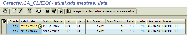 Vejamos a situação do cliente 112. Estava em MG e durante muito tempo fez locações lá. Assim todas transações para o Cubo, ficaram da seguinte forma.