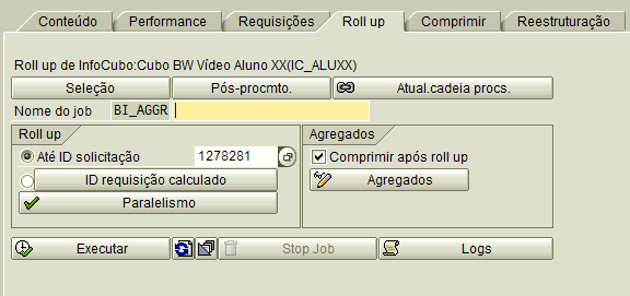 Em requisições você tem acesso as cargas efetuadas para o Infoprovider, monitoramento, eliminar uma requisição (Aqui não é seletiva em conteúdo).