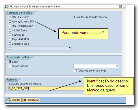 Saltos de Queries (RSBBS) Salto de query permite sairmos de uma query para outra passando algum filtro para a Query de destino (Drill Through).