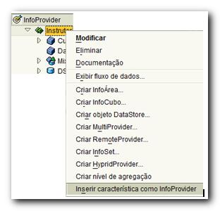 Inserir uma característica como Infoprovider A partir da versão 7.