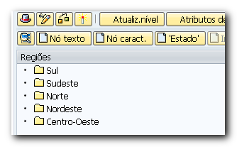 Criamos nós de texto para identificar cada Região (Nó de hierarquia é