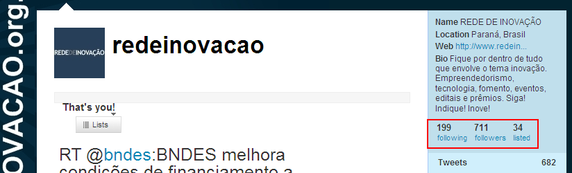 Twitter da REDE DE INOVAÇÃO Setembro