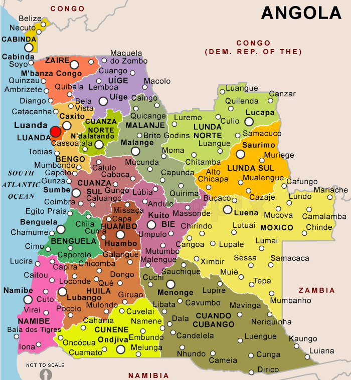 Angola, ou formalmente República de Angola, é o 23º maior país do mundo com uma área de 1.