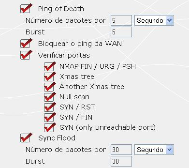 HWNR-300 5.2.4. Proteger-se de ataques da Internet com a função DOS (Denial Of Service) A função DOS (Denial of Service) protege-o dos ataques vindos do exterior.