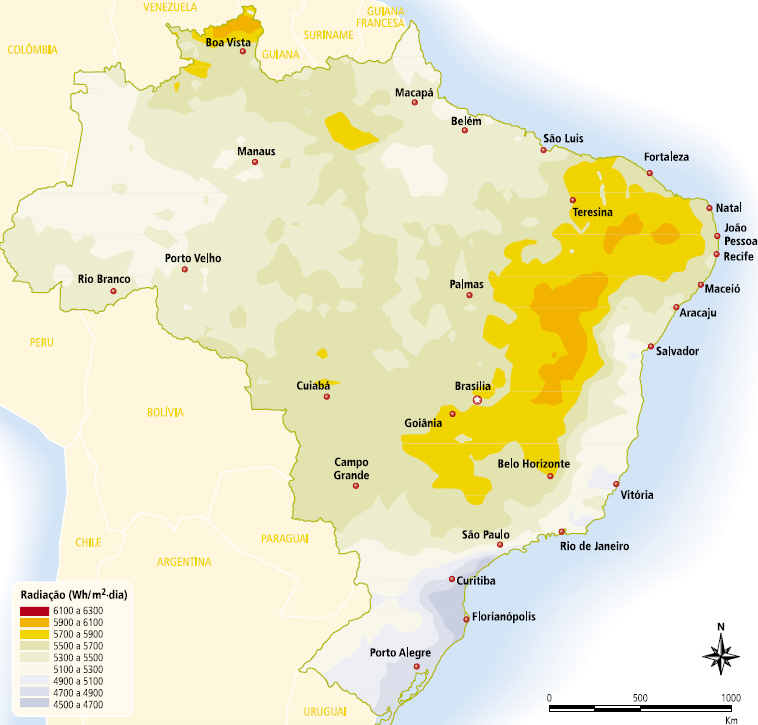 Figura 1.5 Potenciais mundiais de concentração de energia solar e equivalências de energia Figura 1.