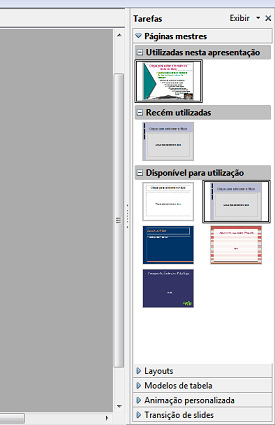 Os softwares que geram apresentações sempre devem possuir ferramentas para formatar a aparência da apresentação como um todo, facilitando a sua configuração.