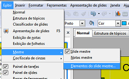 Será aberta a janela de configuração de elementos do slide mestre, e podemos optar por