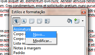 ATENÇÃO: note que desta vez, não será possível aplicar diretamente o estilo que foi criado a todo o texto ao mesmo tempo, visto que temos agora os títulos, que obedecem à outros estilos.