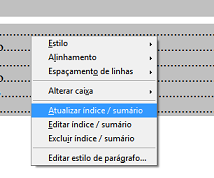 As configurações de um sumário são bastante simples, por ora o faremos com as configurações padrão e clicamos em OK.