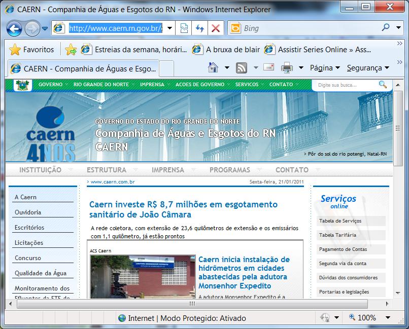 (MMA 2008) A figura acima mostra uma janela do Internet Explorer 8 (IE8), que está sendo executada em um computador cujo sistema operacional é o Windows XP.