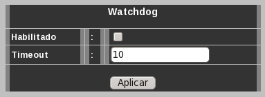 4.12.2 Configuração do Watchdog (submenu Watchdog) A configuração do Watchdog é utilizada para reset do dispositivo no caso de falha de comunicação com o hardware.