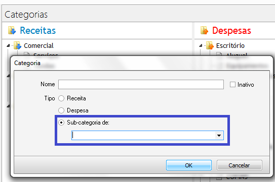 5. Caso queira cadastrar uma subcategoria, realize o mesmo procedimento acima, mas marque a opção subcategoria e faça o mapeamento para qual categoria quer cadastrar. 5.3.