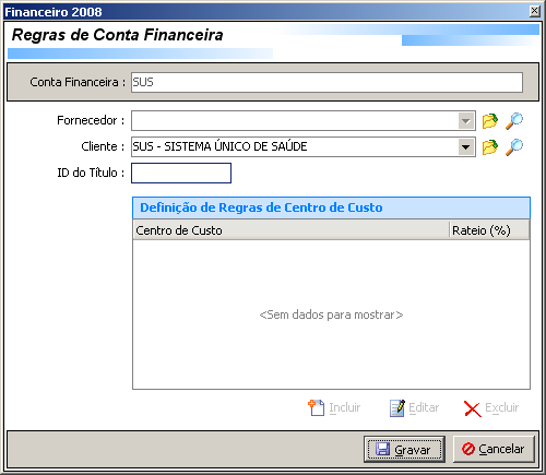 Manual do Sistema de Controle Financeiro 7 1.6.1 - Cadastrando as Contas Financeiras Clique no botão [ Incluir], para cadastrar uma conta financeira.