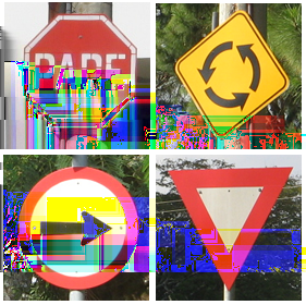 [1],[4]. Em [5] se apresenta um modelo de detecção de sinais de trânsito baseado na visão humana que extrai informações de cor e atributos de forma.