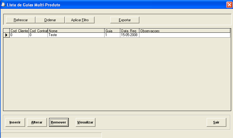 5.4. Listar Guias de Multiprodutos Para visualizar todas as guias, basta premir o botão