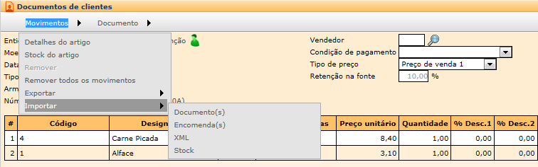 ANEXO B - EXPORTAÇÃO E IMPORTAÇÃO DE DADOS - XML A aplicação permite de forma rápida e simples a exportação e importação de dados para ficheiros XML.