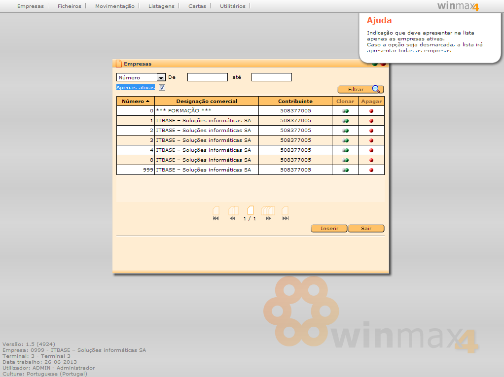 NOÇÕES DE UTILIZAÇÃO Antes de mais, torna-se essencial explicitar alguns pontos importantes que lhe serão úteis ao trabalhar com o WinMax4.