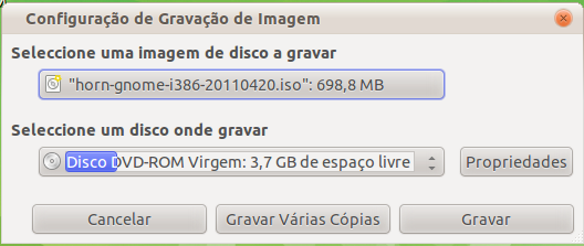 Para gravar uma imagem ISO em Linux Caixa Mágica no ambiente gráfico GNOME, como por exemplo a imagem horn-gnome-i386-20110420.