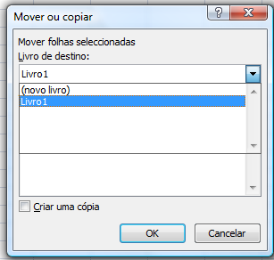 Mover ou Copiar Se pretender copiar ou mover a folha para um novo ficheiro (ou seja, um novo livro),