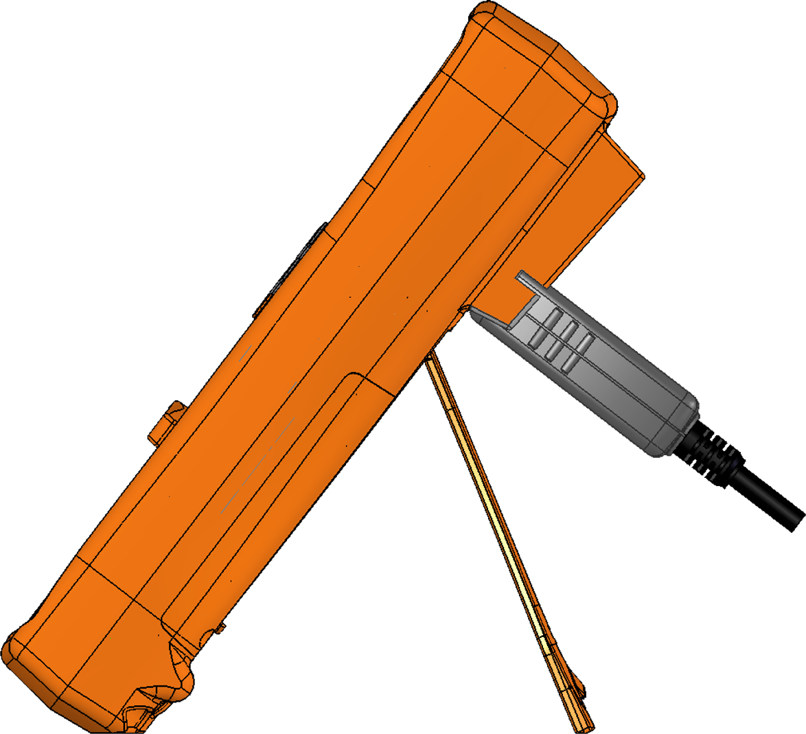 1 Introdução Preparar o multímetro Ajustar o suporte de inclinação Para colocar o multímetro em uma posição de 60 levantado, puxe o suporte de inclinação para fora até sua abertura máxima.