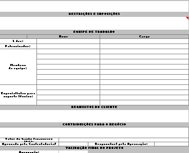 Contrato de Projeto Elementos para Preenchimento Parte I: - Cabeçalho, - Descrição do Problema, - Histórico do Problema, - Definição da Meta, - Descrição do KPI do Projeto Parte II: -