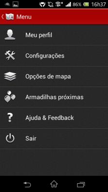 categoria de configuração em um submenu, fazendo com que todas as informações sejam devidamente alocadas em tela. Figura 23 Menu de configurações do Waze. Figura 24 Menu de configurações do Trapster.